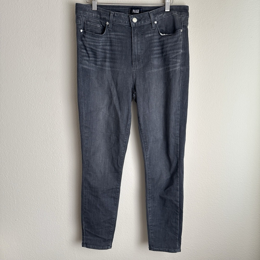 Paige Hoxton Ankle Jeans Women 32 Gray High Rise Skinny Stretch Made in USA